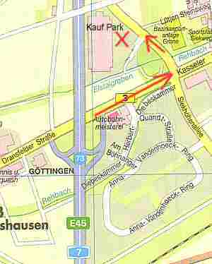 Anfahrt nach G&ouml;ttingen